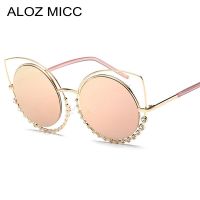 ALOZ MICC หรูหราเซ็กซี่แมวตาแว่นตากันแดดผู้หญิงกรอบวินเทจกับเพชรที่ซ่อนอยู่แว่นตากันแดดเฉดสีหญิง UV400 Q283 OPPEL