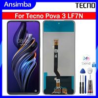 Ansimba หน้าจอ LCD สำหรับ Tecno Pova 3 LF7N สัมผัสหน้าจอ LCD แทนการประกอบสำหรับหน้าจอดิจิตอล Tecno Pova 3 LF7N พร้อมเครื่องมือฟรี