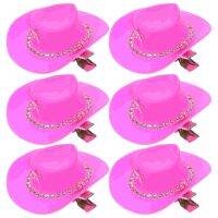 6pcs Cowboy Hat Hair Clips Party Headdress Decorations Bridal Wedding Hat Hair Clip