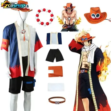 One Piece Portgaz D. Ace Cosplay Costume Set with Ace Cowboy Hat Halloween  Costume for Man 