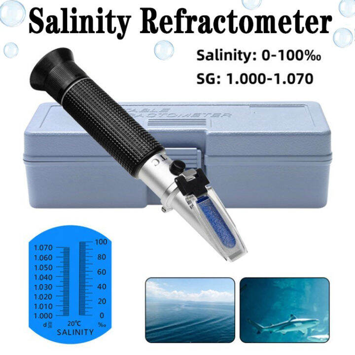 【With Box】0100‰ Salinity refractometer 1.0001.070SG Salinity Seawater