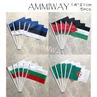 AMMIWAY 14x21cm 5pcs Estonia Palestine Polyester Small Size Flying Hand Flag Bulgaria Algeria Home Decoration National Hand Flag