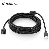 Bochara kabel ekstensi USB 2.0 Pria Wanita transmisi kecepatan tinggi berpelindung ganda M/F 1.5m 3m 5m hitam