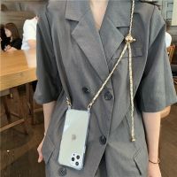 【16- digits】หรูหรา Crossbody ปรับหนังเชือกเส้นเล็กสร้อยคอโซ่กรณีใสสำหรับ iPhone 11 12 13 Pro Max XR X XS 7 8บวกปก