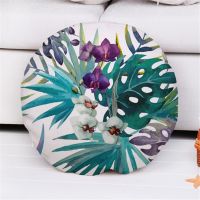 hot！【DT】┅  Round decorative throw pillow case green leaf leaves plant cushion for home bedroom capa de almofadas 45xm