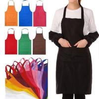 Fashion Men Women Solid Cooking Kitchen Restaurant Bib Apron Dress with Pocket