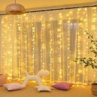 {Best-selling party decoration} 300 LEDs 3X3M RGB LED Curtain ไฟคริสต์มาส8โหมด IP44งานแต่งงานปีใหม่ Garland ห้องนอน Garden Party Decor