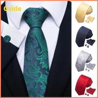 OSIDE คลาสสิกแบบคลาสสิก Cravat การออกแบบใหม่ล่าสุด ธุรกิจสำหรับธุรกิจ เน็กไท อุปกรณ์เสริมเสื้อ ผ้าไหมโพลีเอสเตอร์ ชุดกระดุมข้อมือ สำหรับผู้ชาย