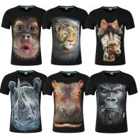 CODLiang Te 3D-printed color pattern short sleeve shirt hip-hop Funny trendy t-shirt mens three-dimensional 3D animal pattern printed clothes trendy Large gorilla t-shirt male搞笑滚潮t恤男士立体3d动物图案印花衣服潮大码猩猩t恤男