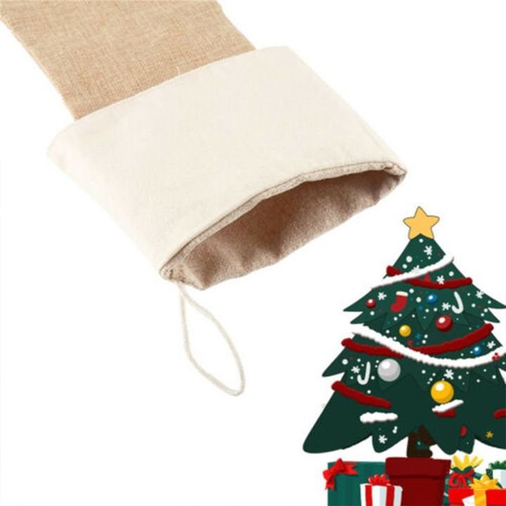 ถุงน่องถุงเท้าคริสต์มาสผ้ากระสอบคริสต์มาสถุงเท้าคริสต์มาสชุดตกแต่ง-diy