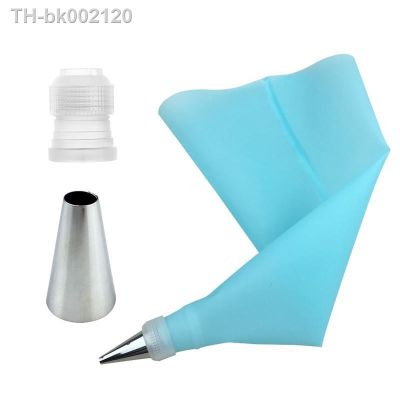 ❉✧ↂ 3PCS/Set Silicone Piping Cream Pastry Bags 1 PCS Stainless Steel Icing Nozzle Pastry Tips Converter DIY Cake Cream Decorator
