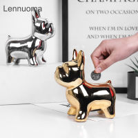 Lennuoma Nordic Cute Puppy Piggy Bank Ceramic Dog Crafts Mirror Bulldog Home Decoration for Desktop Decorative Money Box Gifts