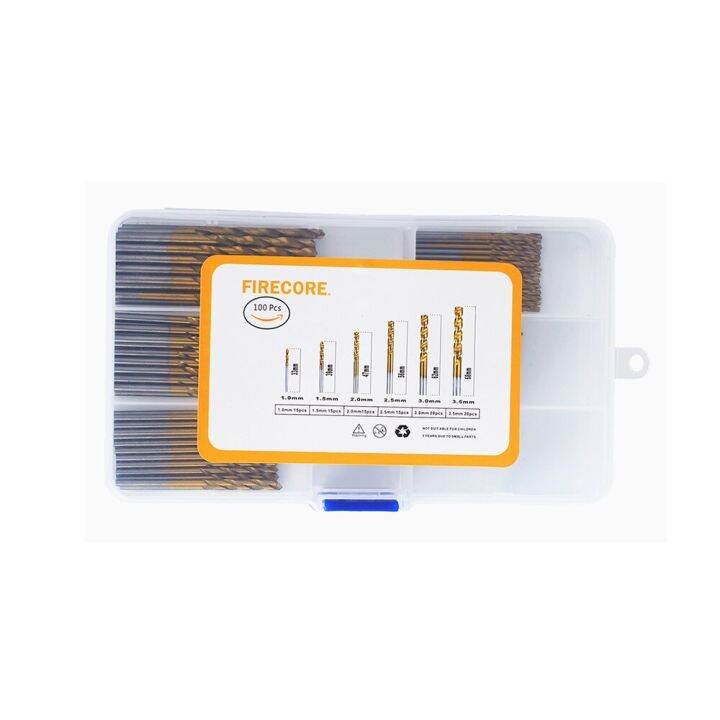 firecore-100ชิ้น1-1-5-2-0-2-5-3-3-5-mm-ไทเทเนียมเคลือบบิดหัวเจาะอลูมิเนียม-hss-สำหรับงานไม้เหล็กสูง