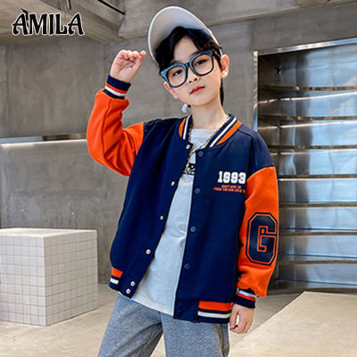 AMILA แจ็กเก็ตเด็กผู้ชาย,เสื้อคลุมชุดยูนิฟอร์มเบสบอลสไตล์แอธเลชเชอร์