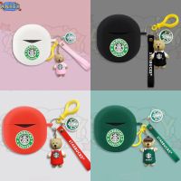 for SoundPEATS Air 4 / Air 3 Deluxe / Capsule3 Pro Earphone Silicone Case Bear Cute Earbuds Protective Headphone Cover Headset Skin with Pendant