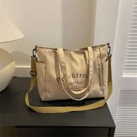 [COD] Canvas large-capacity bag female 2023 new casual letter shoulder Korean version retro simple Messenger