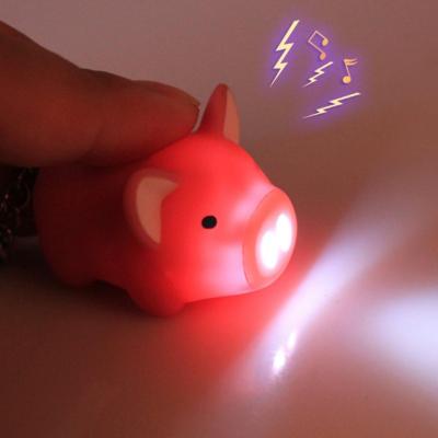 Cute Pig Style LED Light Sound Key Chain Keyring Car Bag Pendant Keychains Decoration Gifts for Children Key Chains