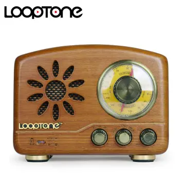 LoopTone Tabletop AM/FM Radio Vintage Retro Classic Radio  Bluetooth-compatible Built-in Speaker Treble&Bass Hand-crafted Wood