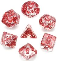 【✆】 7ชิ้น/เซ็ตลูกเต๋า DND D &amp; D Dice เต็มไปด้วยสีแดง D4 D6 D8 D10 D % D12 D20 Polyhedral เกมชุดลูกเต๋าสำหรับเกมตาราง MTG RPG