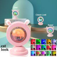 Mini Animal USB Sunset Lamp Led Projector Night Light Table Cat Style Atmosphere Home Bedroom Background Wall Decoration Gift