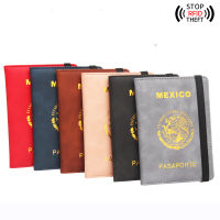 RFID เม็กซิกัน Fundas De Pasaporte Elastic Band Multi-card ผู้ถือหนังสือเดินทาง Passport Travel Organizer กระเป๋าเก็บ-Beibend