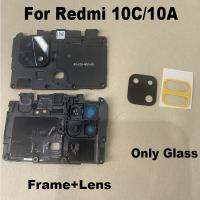 1ชิ้นต้นฉบับสำหรับเหมาะสำหรับ Xiaomi Redmi 10C 10A ด้านหลังกระจกกล้องมองหลังกระจกพร้อมกรอบกาวสติกเกอร์กาวฝาครอบ