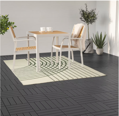 Rug flatwoven, in/outdoor, waterproof, easy to maintain- dark green/off-white size 133x195 cm.