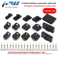 2 Set/Lot 2.54 DuPont Connector with Lock 2P 3/4/6/10P Straight/Curved Needle Seat  MX2.54 DuPont Socket Connector Buckle DuPont