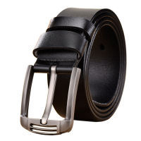 Mens retro Genuine leather belt Alloy needle buckle Cowskin Casual ceinture Boys luxury cinturones 3.8cm black 125