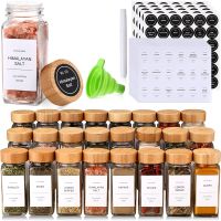 12/15pcs Glass Spice Jars with Bamboo Airtight Spice Organizer Containers Seasoning 120ml Storage Bottles Kitchen Spice Jars Set