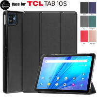 สำหรับ TCL TAB 10S 9080G / TCL 10 9081X 10.1 "เคสแท็บเล็ตหนัง PU ฝาพับแม่เหล็กขาตั้งสีทึบ