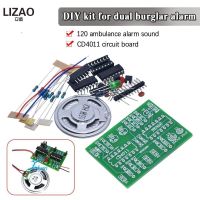 【YF】☈  way burglar alarm kit 120 ambulance sound student principle experiment training CD4011 circuit board NE556 chip