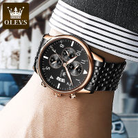 OLEVS Mens นาฬิกาแบรนด์หรูเต็มรูปแบบกันน้ำกีฬานาฬิกาควอตซ์ผู้ชาย Chronograph วันที่ Luminous Hands นาฬิกาข้อมือ