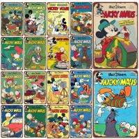 การ์ตูน Vintage ป้ายโลหะ Mickey Mouse Donald Duck Retro ตกแต่งดีบุก Plaque Wall Art โปสเตอร์ Modern Home Decor Board New