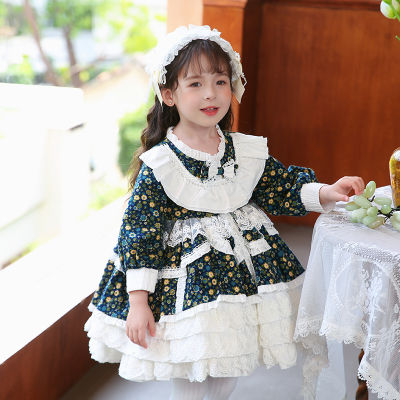 Zhi Ya ชุด2022สำหรับเด็กผู้หญิง,ชุดเดรสลายดอกไม้ของชุดเจ้าหญิงสำหรับเด็กโลลิต้าใหม่