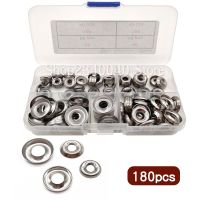 180pcs 304 Stainless Steel Countersunk Finishing Cup Washer Assortment kit 6 /8 /10 /12 Silver Gasket Cone Cup Conical Shim