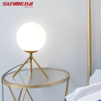 Sunmeiyi โคมไฟตั้งโต๊ะ LED สีทอง ขนาดเล็ก พร้อมลูกบอลแก้ว โคมไฟบ้าน เหล็ก ลดแสง โคมไฟห้องนอน ข้างเตียง ศึกษากลางคืน โคมไฟห้องนั่งเล่น โคมไฟบาร์ ddf