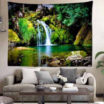 Forest Stream Tapestry Wall Hanging Sandy Beach Picnic Rug Camping Tent Sleeping Pad Home Decor Bedspread Sheet Wall Cloth Washer Dryer Parts  Accesso