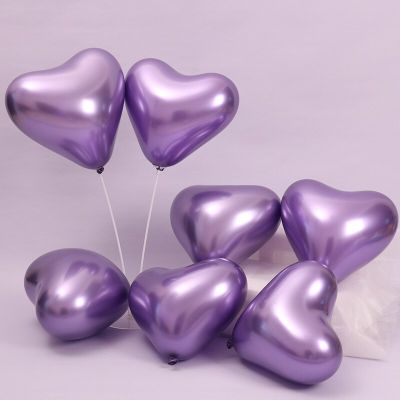 12inch Heart Shaped Wedding Balloon High Metal Latex Balloons Birthday Party Proposal Scene Decorated Purple Gold Helium Baloon Artificial Flowers  Pl