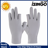 iSingo Summer Sunscreen Gloves for Driving Cycling Outdoor Unisex Cool Elastic UV Protection Sunblock Gloves with 2 Cut Fingers for Men Women