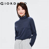 Giordano ผู้หญิง เสื้อยืดแขนยาวคอสูงผ้าคอนตอนแบบนุ่น 05321804