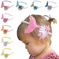 New Children 39;s Sequined Hairband Girls Mermaid Tail Flip Fish Starfish Shell Headband Non slip Handmade Headband Headwear