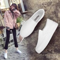 COD SDFGERTERTEEE All-Matching White Shoes Cloth Shoes Thick Sole Slip-on Womens Shoes2021New Spring Black White Canvas Shoes Flat Bottom Lazy Shoes