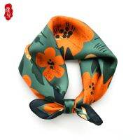 【CC】☌✈  flower natural silk scarf women square scarves fashion hair children design headscarf foulard hijab BABY warp