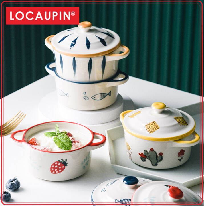Locaupin Bakeware Ceramic Soup Bowls Stew cup Microwave & Dishwasher