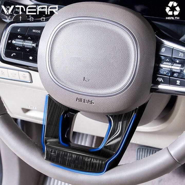 vtear-สำหรับ-kia-เทศกาล-ka4-2022-2021รถพวงมาลัยเลื่อมสแตนเลสอุปกรณ์ตกแต่งชิ้นส่วนการปรับเปลี่ยนภายใน-kia-carnival-ka4