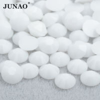 JUNAO Wholesale 2mm 3mm 4mm 5mm 6mm White AB Jelly Rhinestone in Bulk Nail Art Decoration Flatback Resin Gems Non Hot Fix Stones