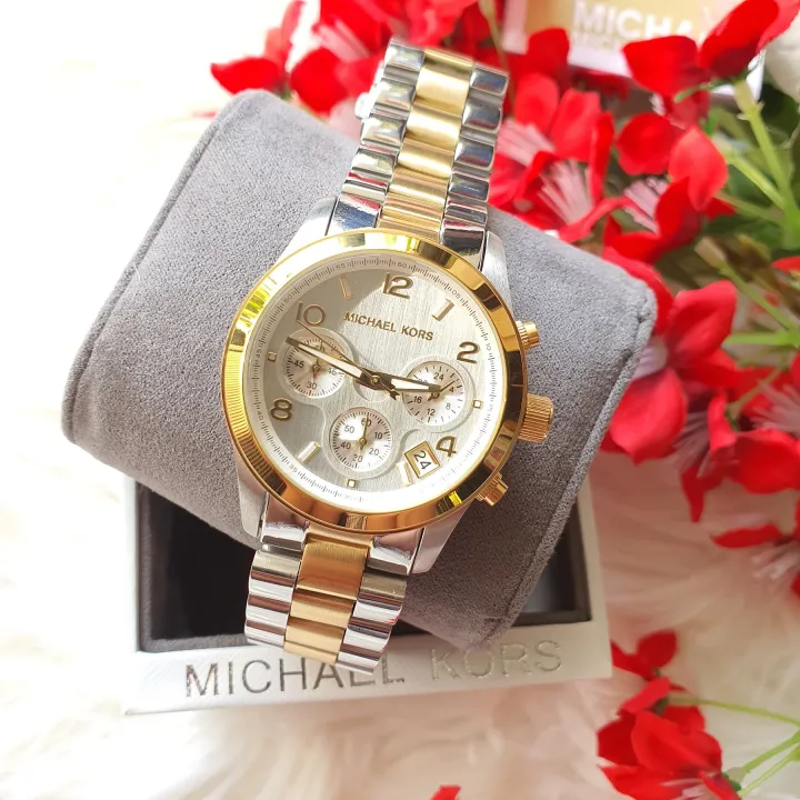 Original Brand Michael Kors Ladies Runway Chronograph MK5315 Silver Gold  Two Tone Watch (With Warranty For Mechanism) | Lazada PH