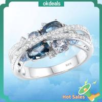 OKDEALS เซอร์โคเนีย แหวนมอยซาไนต์ สีชมพูอมชมพู สปิน El ลูกบาศก์ แหวนเงินแท้ หรูหราสุดหรู สีฟ้าสีฟ้า แหวนหมั้นสำหรับงานแต่งงาน สำหรับผู้หญิง