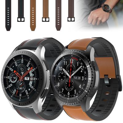 （A Decent035）สายนาฬิกา22มม. สำหรับ Samsung Galaxy Watch 46มม. สายหนังแท้สร้อยข้อมือซิลิโคนสายนาฬิกา Gear S3 Frontier Amp;